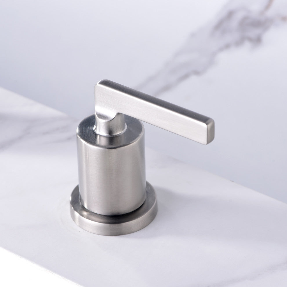 Luxier WSP04-T 2-Handle Widespread Bathroom Faucet with Drain, Brushed Nickel
