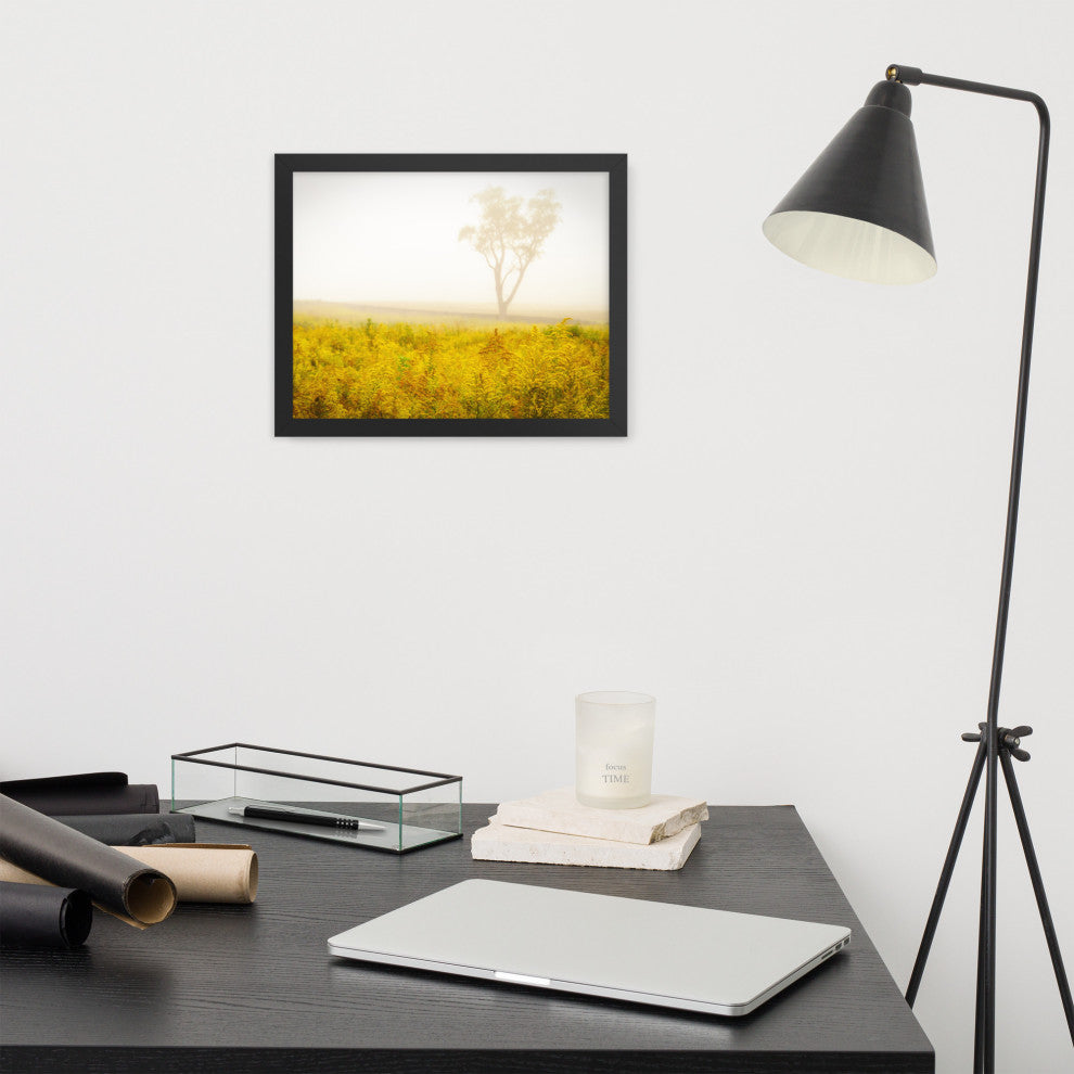 Dreams of Goldenrod and Fog Landscape Framed Photo Paper Wall Art Prints, Black, 11" X 14"
