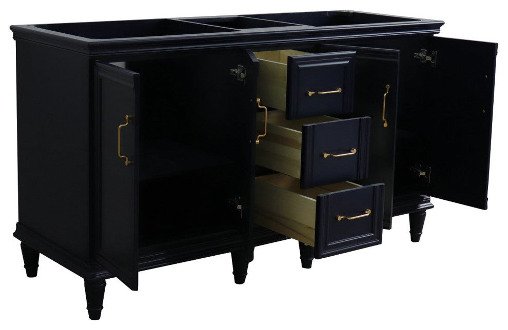 60" Double Vanity, Blue Finish, Cabinet Only