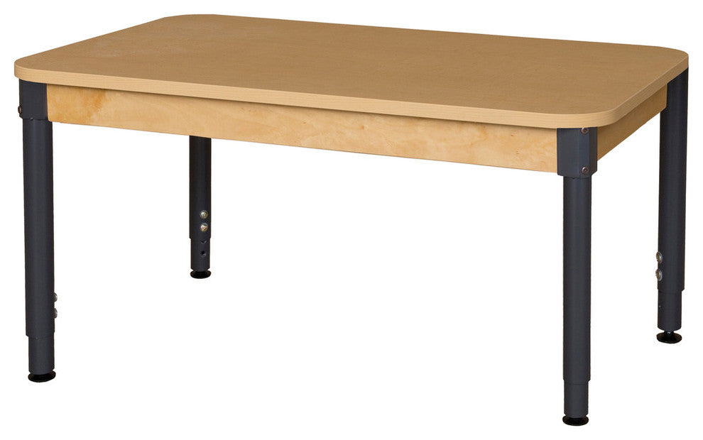 Rectangle High Pressure Laminate Table With Adjustable Legs, 18"-29"
