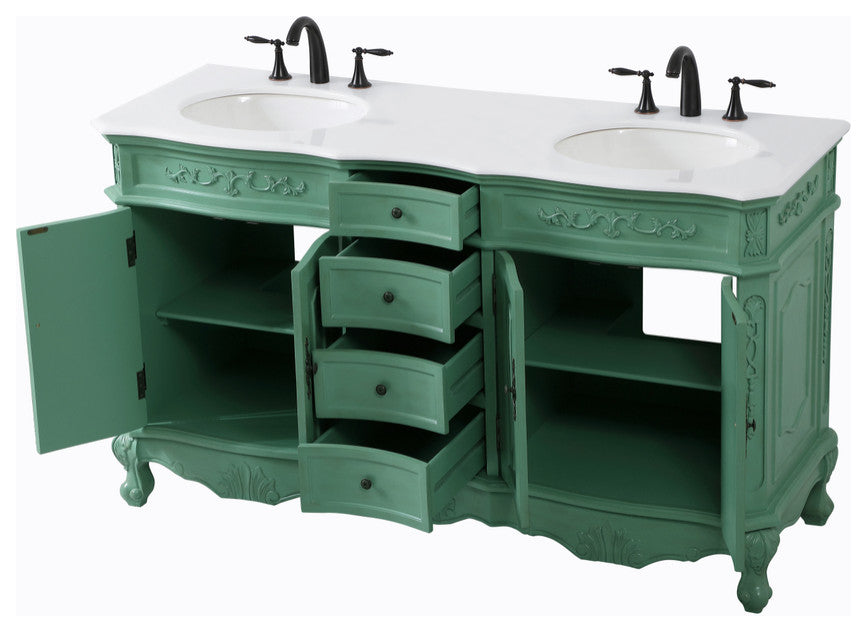 72" Double Bathroom Vanity, Teak