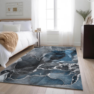 Premium Machine Washable Mayfield AMF503 Blue 5' x 7'6" Rug