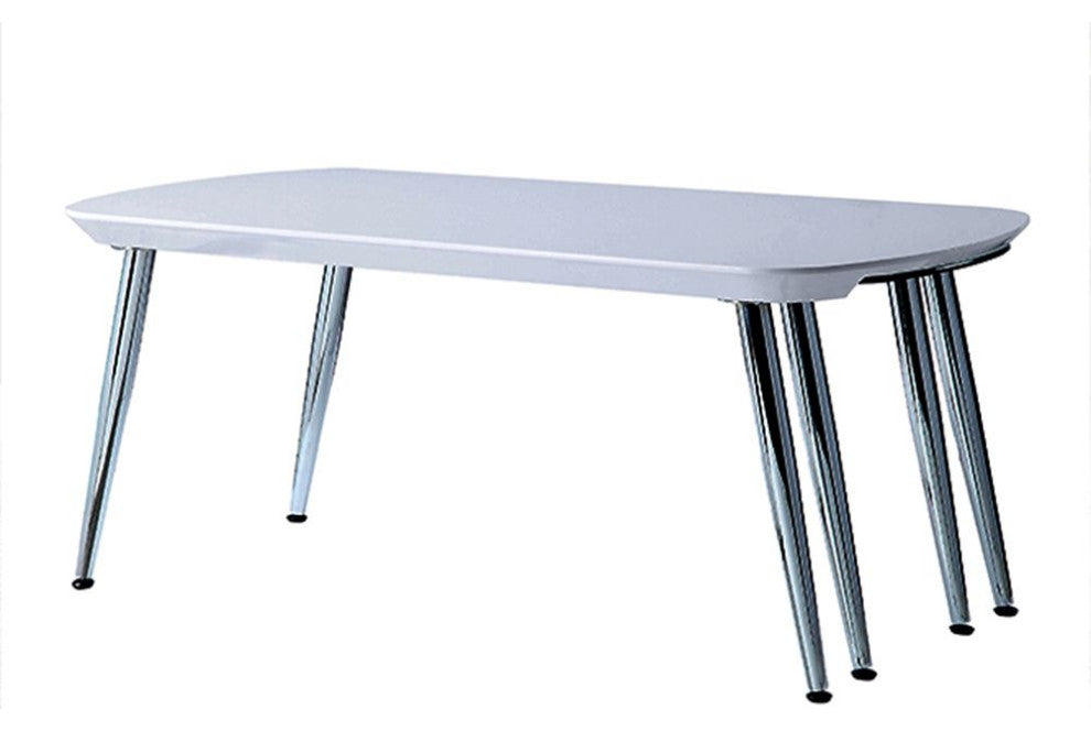 ACME Patina Coffee Table, White and Chrome Finish
