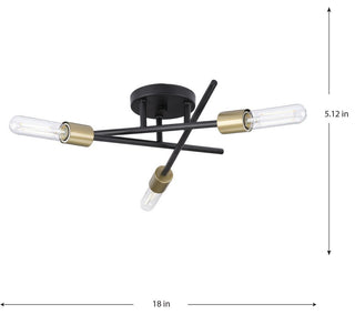 Astra Collection Three-Light 18" Antique Bronze Modern Semi-Flush Mount Light