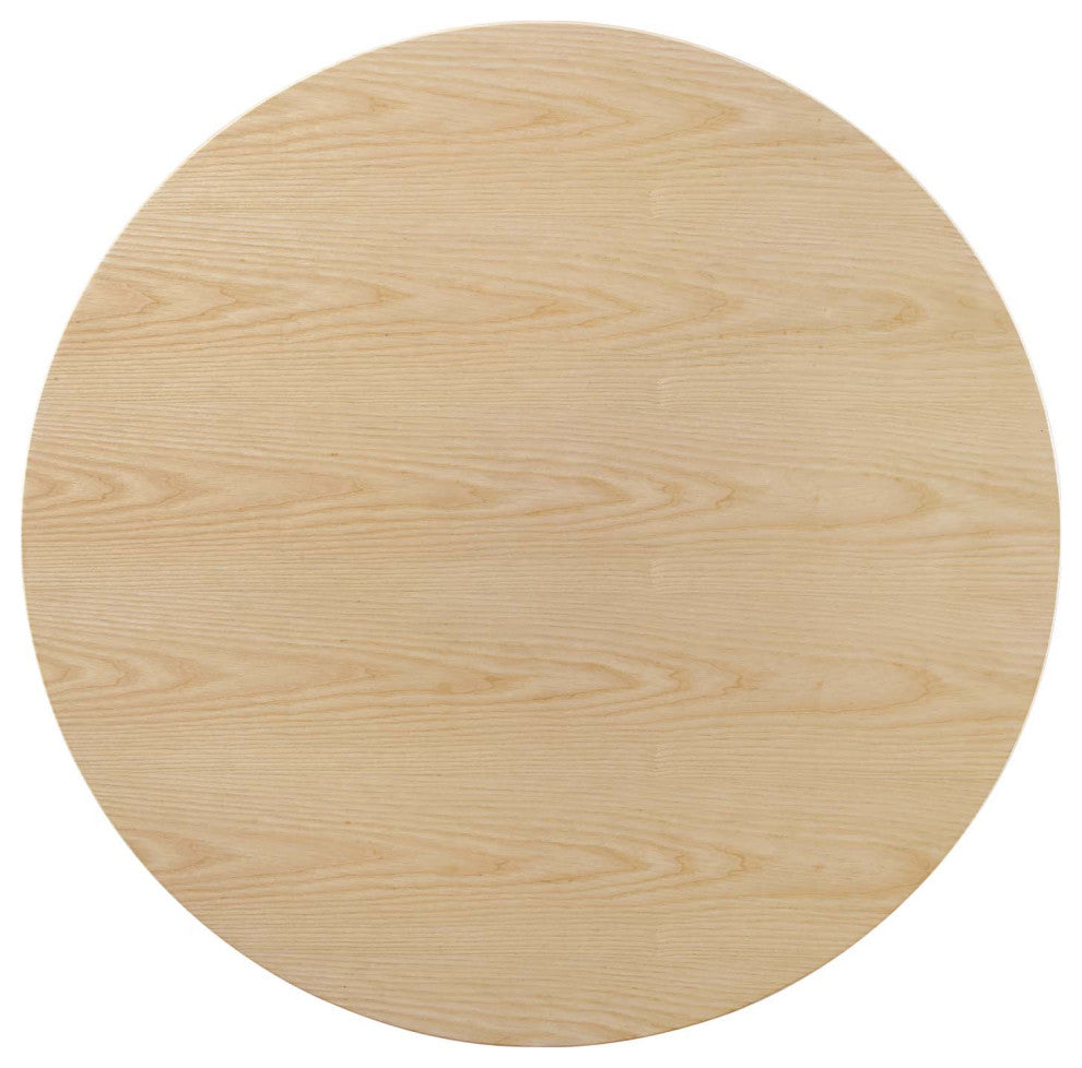 Dining Table, Round, Wood, Metal, Gold Brown Natural, Modern, Bistro Restaurant