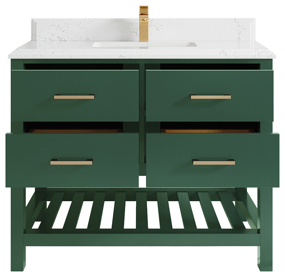 Parker 42 Single Sink Bath Vanity in Lafayette Green  2" Piatra Gray