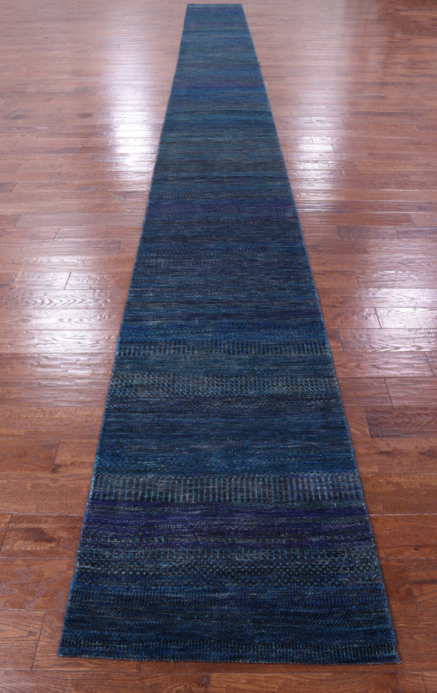 Savannah Gabbeh Hand Knotted Wool and Silk Runner Rug 2' 7" X 26' 2" Q8628