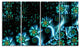 Bright Blue Fractal Flowery Sky, Abstract Wall Art Canvas, 48"x28", 4 Panels