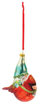 Glass Gnome and Cardinal Bird Ornament, Set of 6