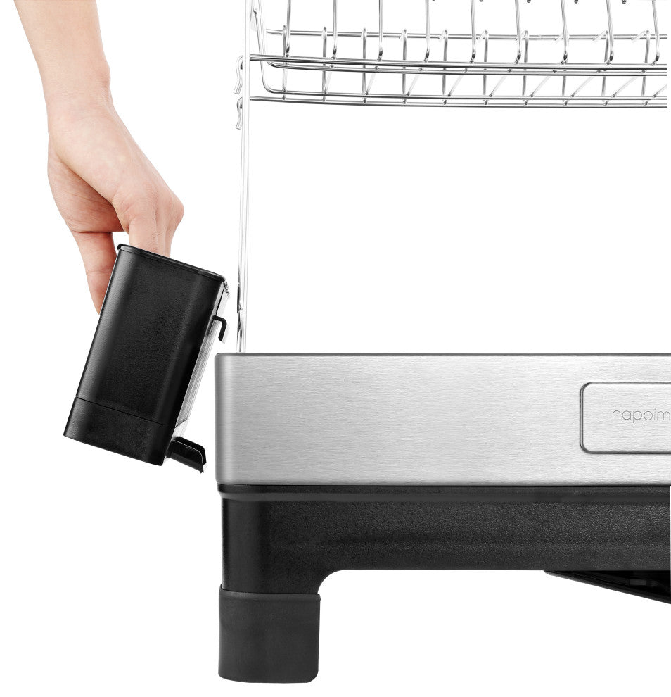 Palazzo 20.75" Stainless 2-Tier Dish Rack With Swivel Spout Tray, Steel/Black