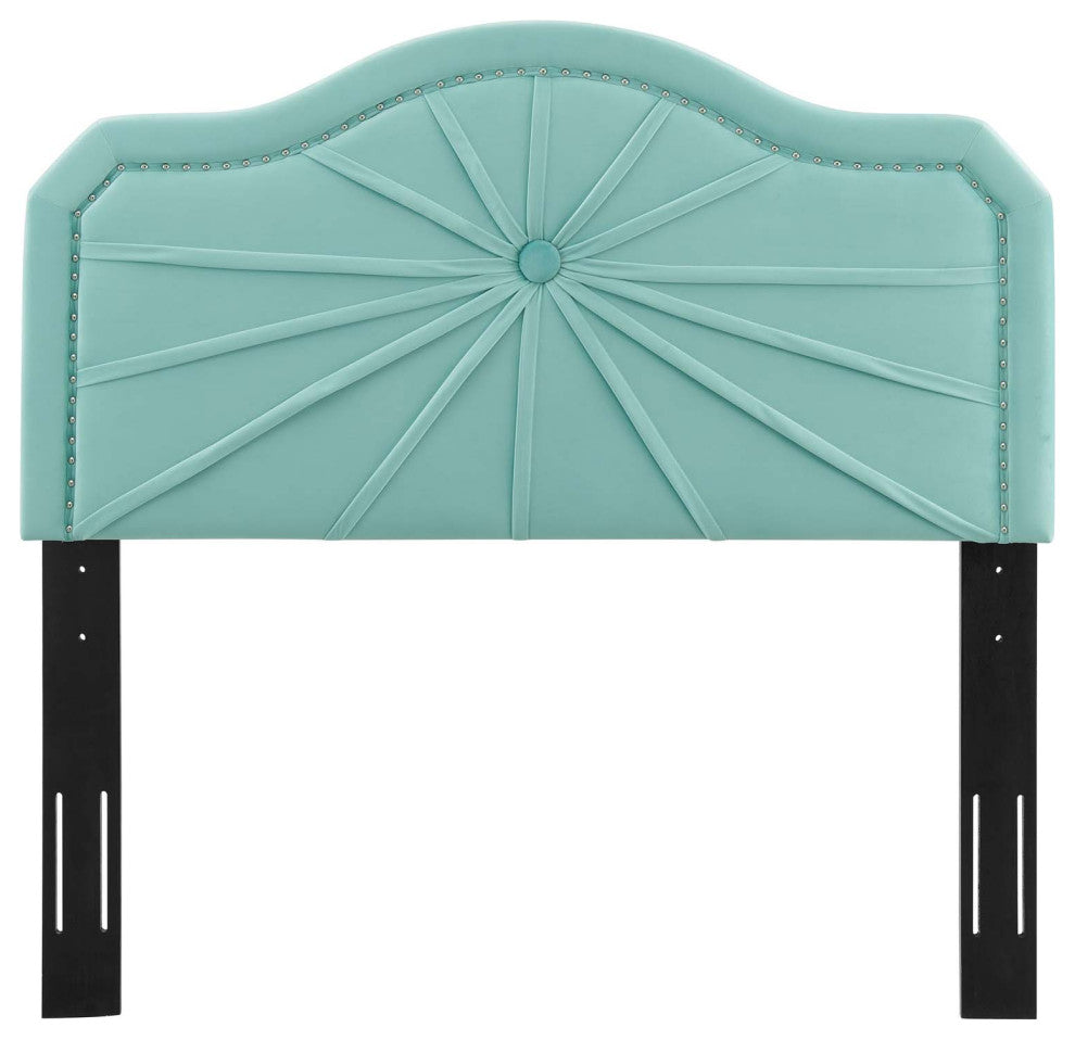 Kristin Pleated Performance Velvet Twin Headboard-Mint