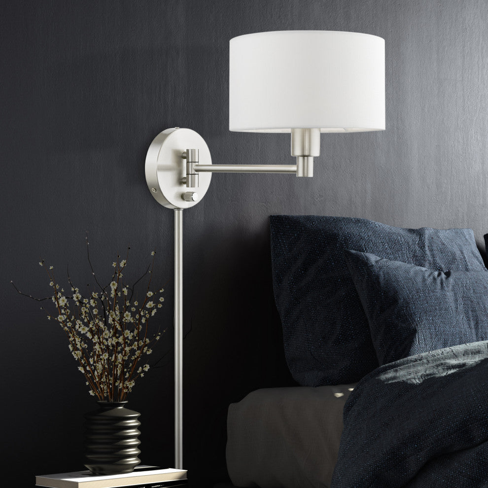 1 Light Brushed Nickel Swing Arm Lamp