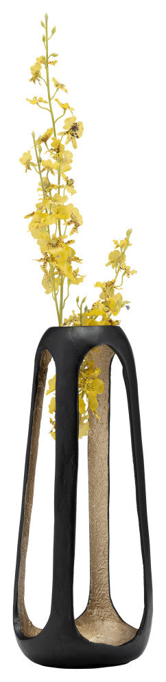 Metal, 15"H, Open Vase, Matte Black