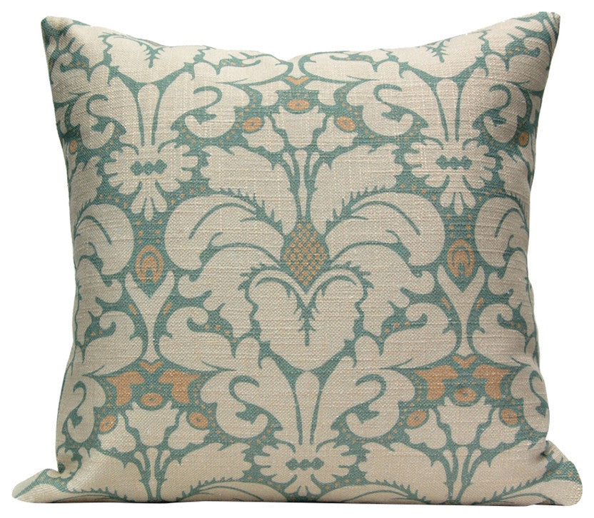 Plumes Damask Pillow, Oyster Bay