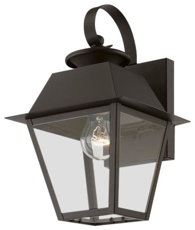 Wentworth 1 Light Bronze/Antique Brass Finish Cluster Outdoor Small Wall Lantern