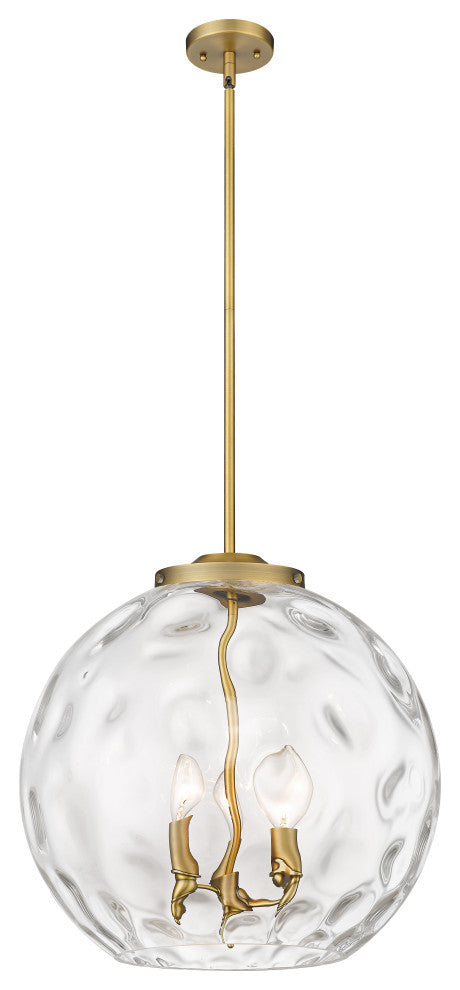 Athens Water Glass Pendant, Brushed Brass, Clear Water Glass, Clear Water Glass