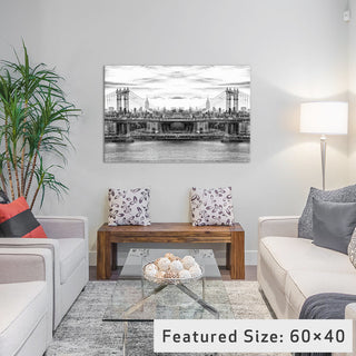 "New York Reflection Manhattan Bridge BW" by Philippe Hugonnard, 40x26x1.5