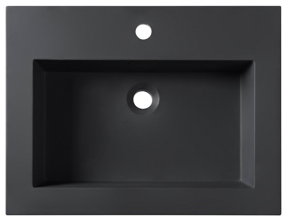 Dowell 18" FTB Resin Bathroom Vanity Basin, Black, 24wx18dx6h