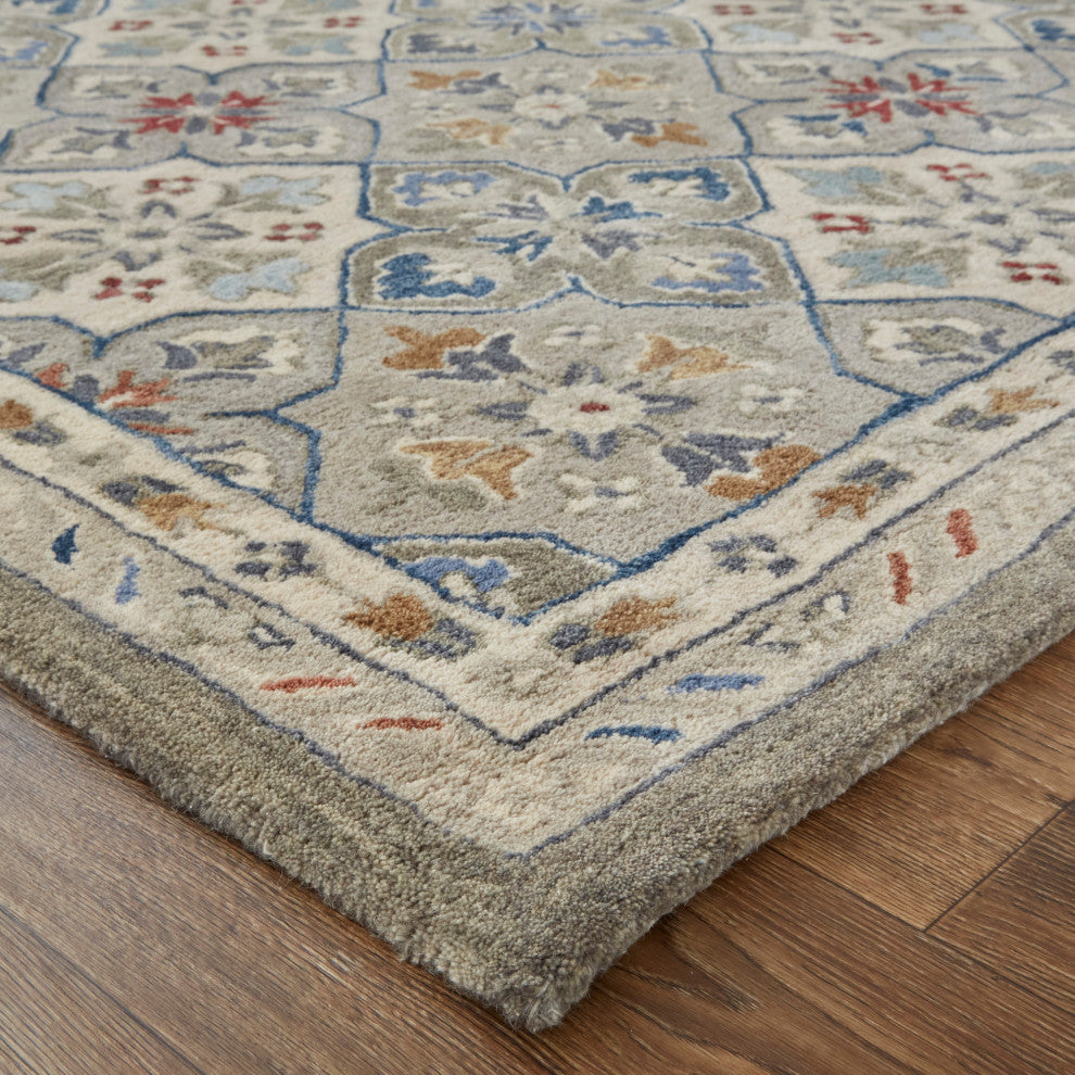 Weave & Wander Mattias Persian Fog Gray/Blue/Red Rug, 10' X 14'