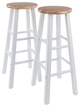 Element Bar Stools, 2-Piece Set, Natural and White