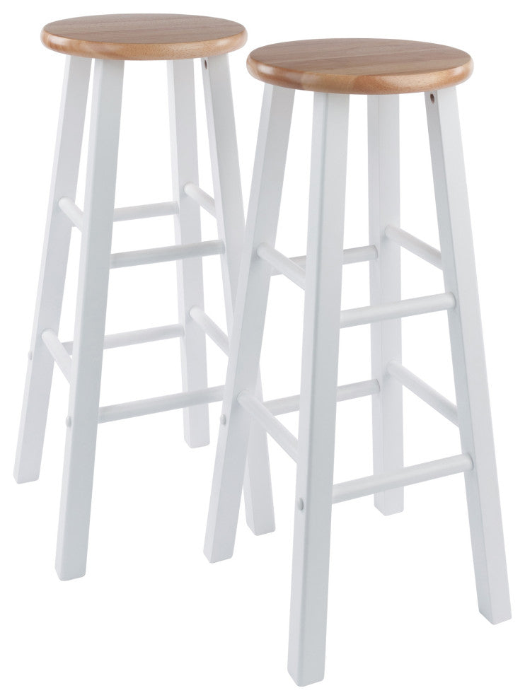 Element Bar Stools, 2-Piece Set, Natural and White