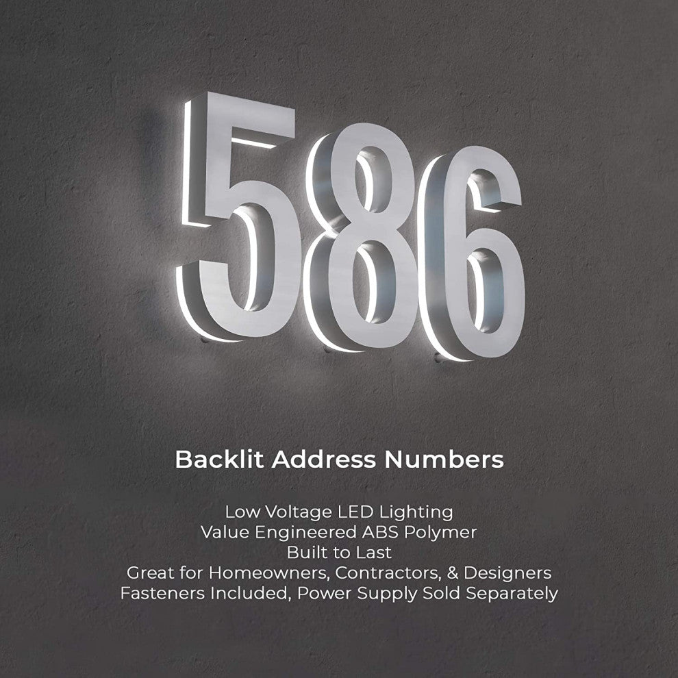 5 in ABS Backlit LED Floating Address Number, Up-Scale Modern Look LumaNumbers,