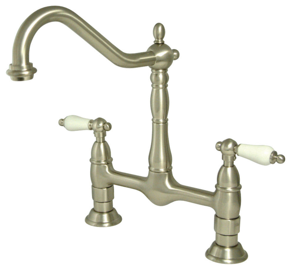 Kingston Brass Bridge Kitchen Faucet, Brushed Nickel