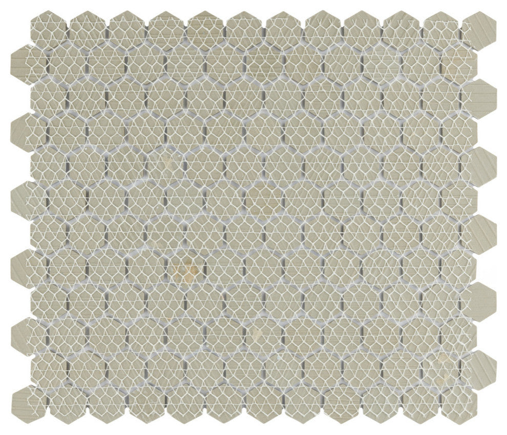 Hudson 1" Hex Crystalline White Porcelain Floor and Wall Tile