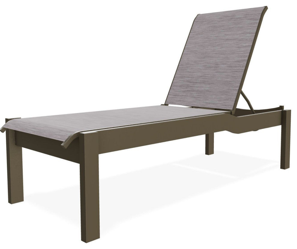 Leeward Sling Stackable Outdoor Chaise Lounge, Fossil/Beachwood