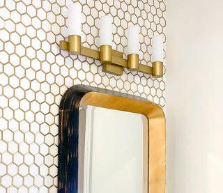 Maxim 22414 Contessa 28"W Bath Light - Natural Aged Brass / Satin White Glass