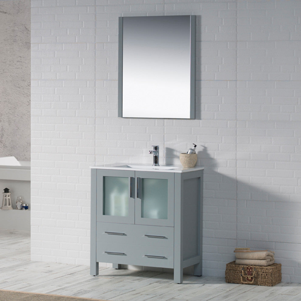Sydney 30" Vanity Set With Mirror, Metal Gray No Mirror