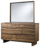 Benzara BM187815 Drawers Wooden Dresser With Hidden Drawer Pull, Natural Brown