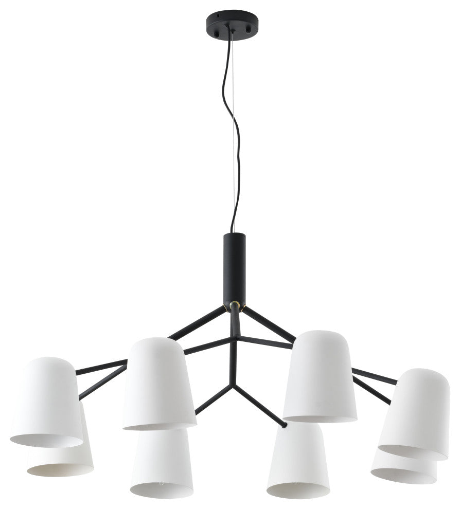 Black Metal Chandelier With White Aluminum Shades