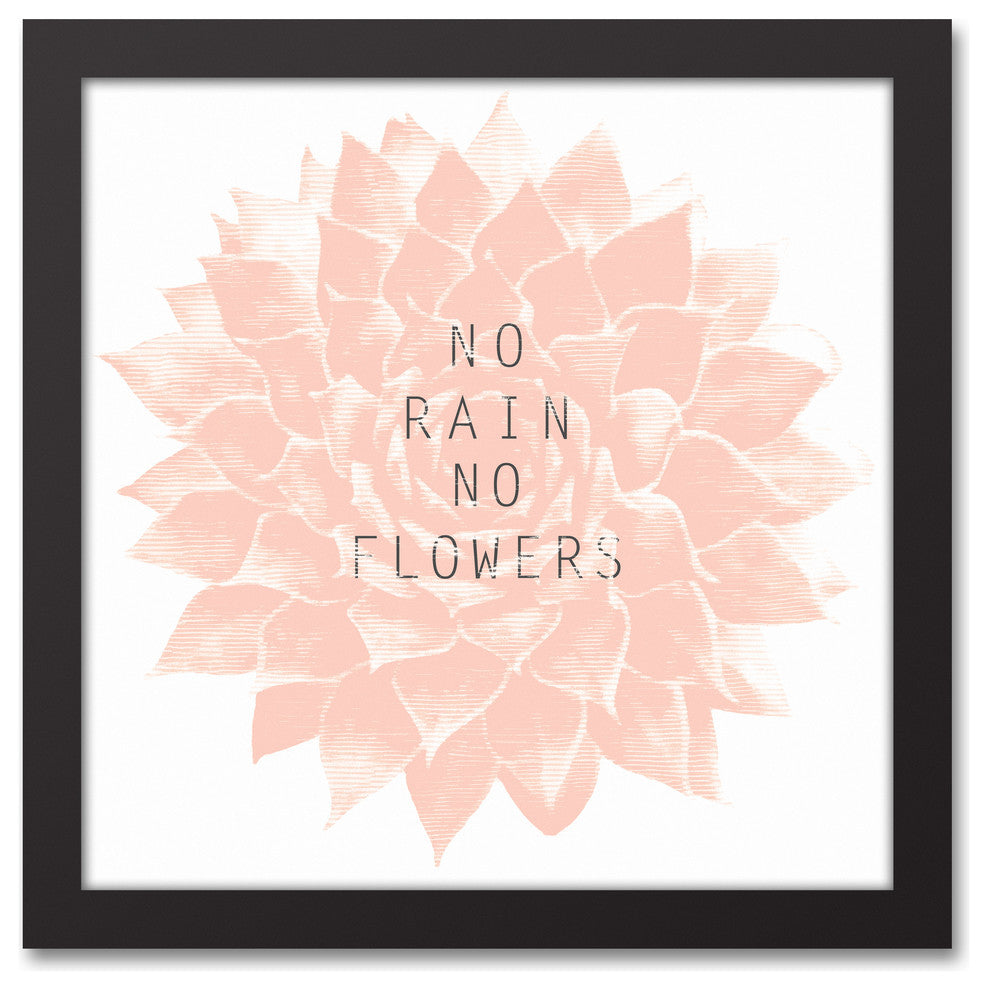 No Rain, No Flowers Black Framed Canvas, 12x12