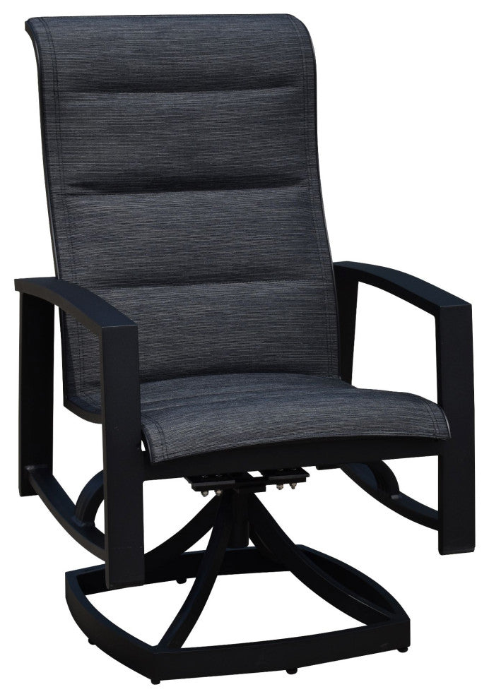 Courtyard Casual Santorini Black 5-Piece Motion 54" Round Padded Dining Set