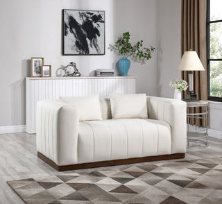 Mallina Upholstered Loveseat, Cream, Vegan Leather