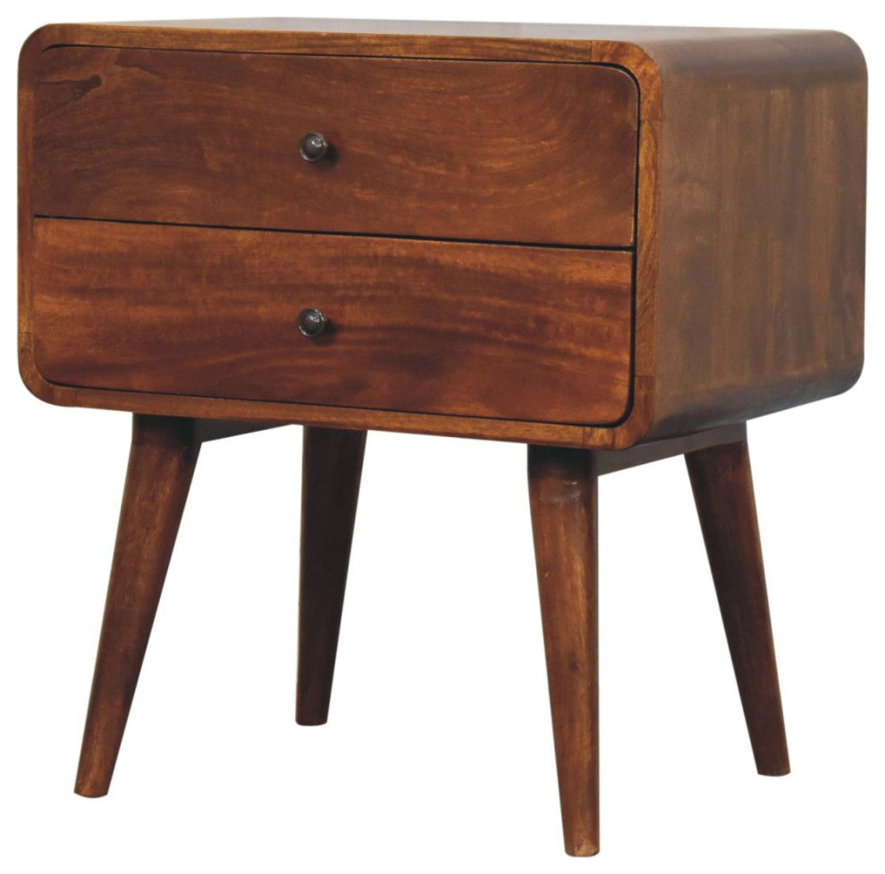 Large Curved Chestnut Bedside