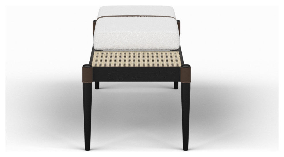 Bello Bench, Noodles Opulent Upholstery, Black, Natural Frame