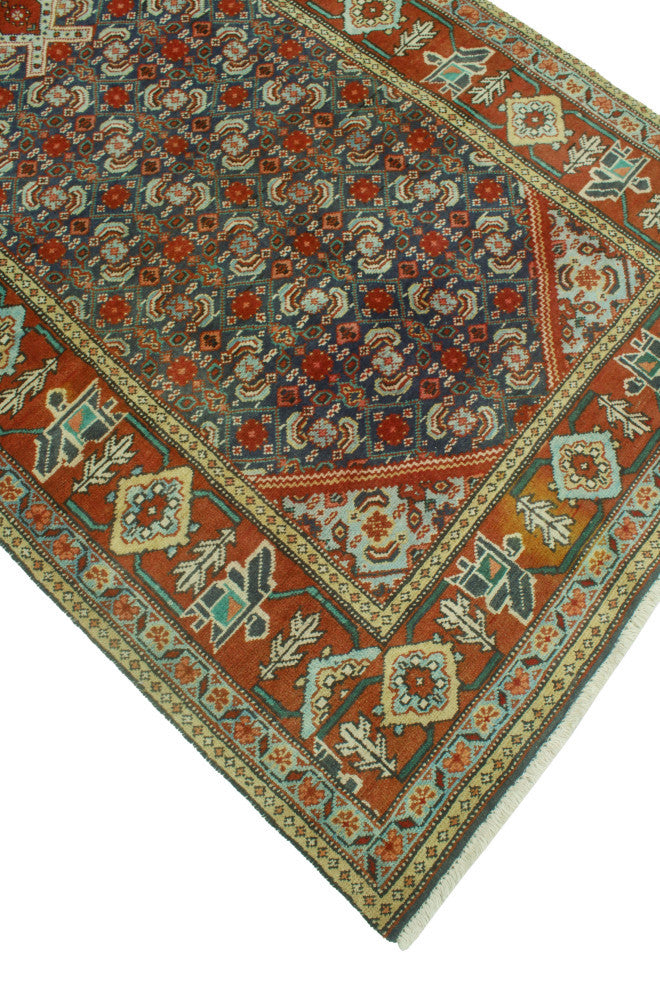 Semi-Antique Andie Rust/Navy Runner, 3'11x10'3