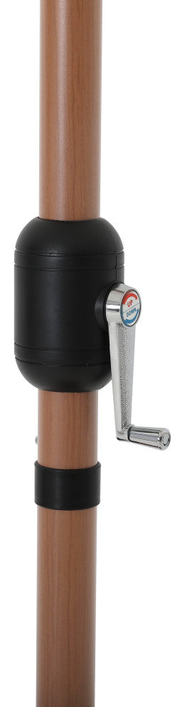 Fiji Patio Umbrella and Base, Navy, Teak Pole, Teak Belize Base