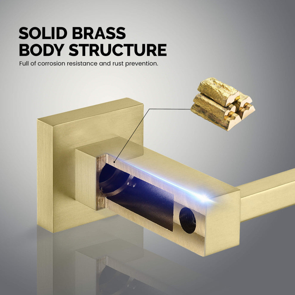 Cube 2-Piece Bathroom Hardware Set, Brushed Gold
