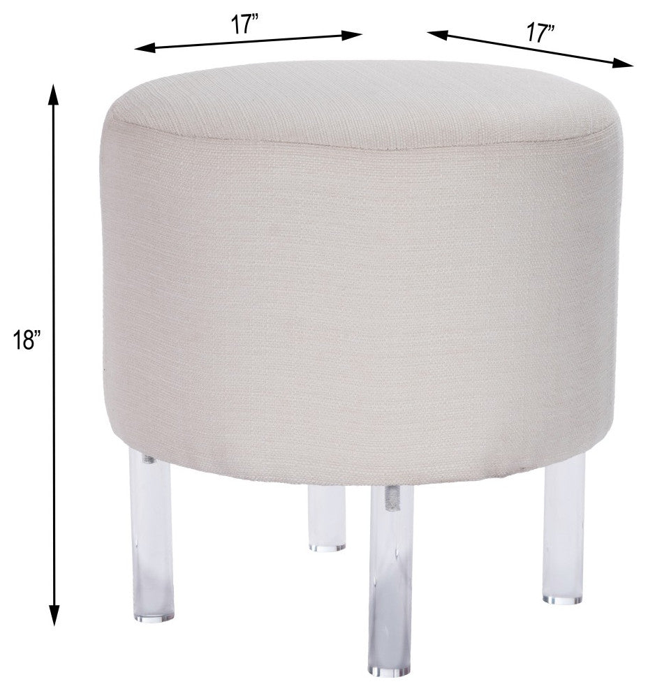 Contempo Chic White Round Ottoman
