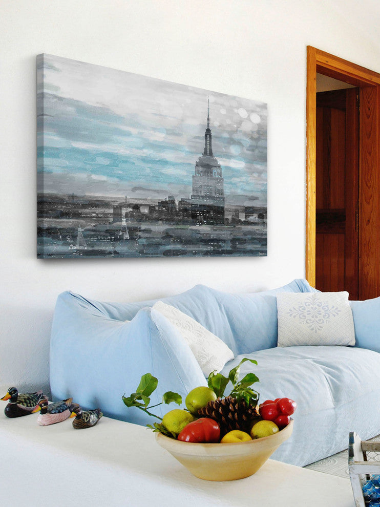 "Blue City Hues" Print on Canvas, 24"x16"