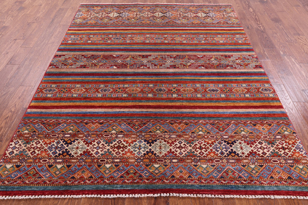 6' 8" X 8' 3" Super Kazak Khorjin Hand-Knotted Wool Rug Q10757