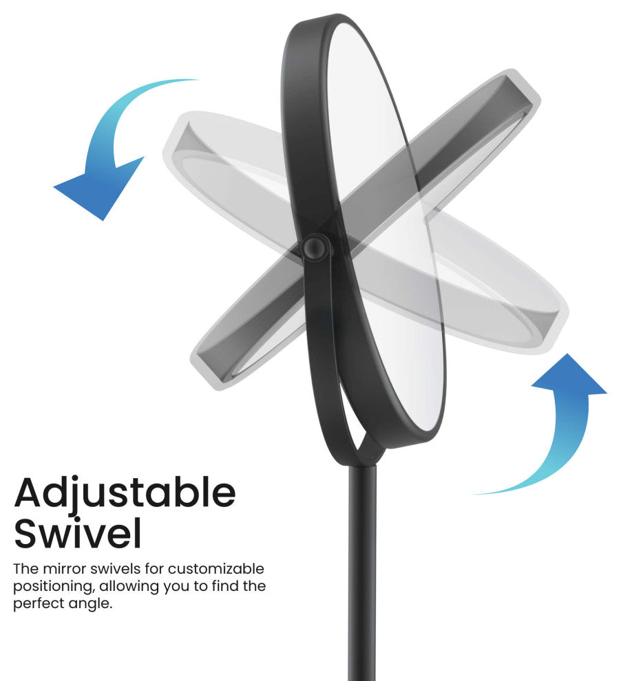 Circular Free Standing Magnifying Make Up Mirror, Matte Black