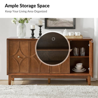 60"W Sideboard With Solid Wood Legs, Walnut