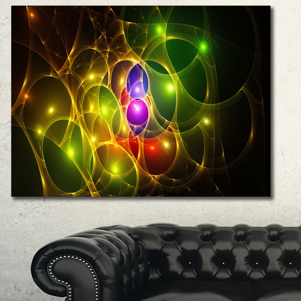 Glowing Fractal Underwater World, Oversized Abstract Canvas Art Print, 60x40