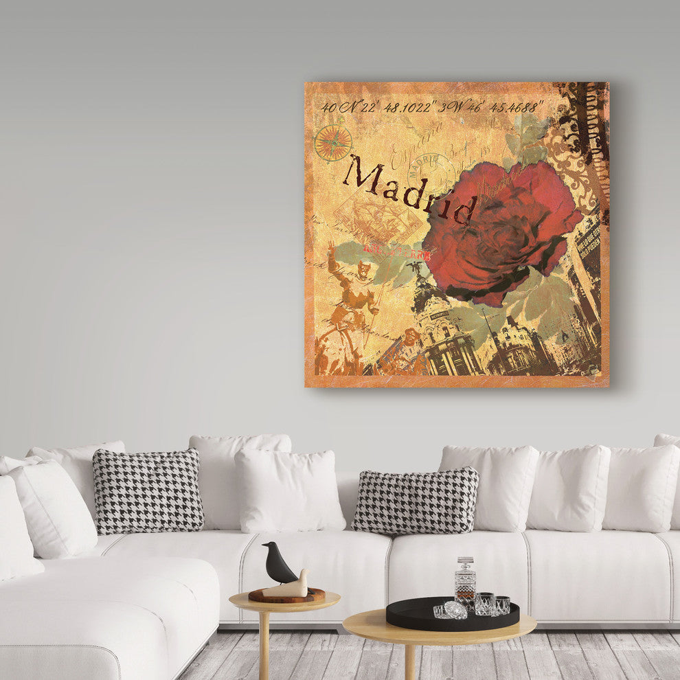 Art Licensing Studio 'Latitude And Longitude Travel To Madrid' Canvas Art