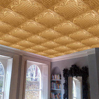 Gold 3D Ceiling Panels, 2'x2', 40 Sq Ft, Pack of 10