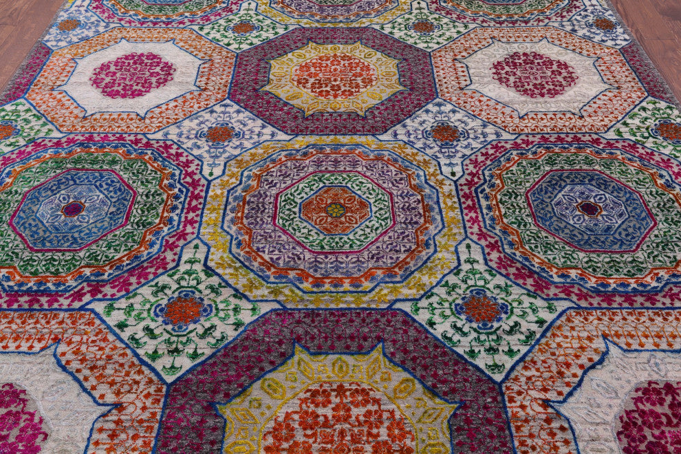 Wool & Silk Mamluk Hand Knotted Rug 8' 2" X 10' 2" - Q13730
